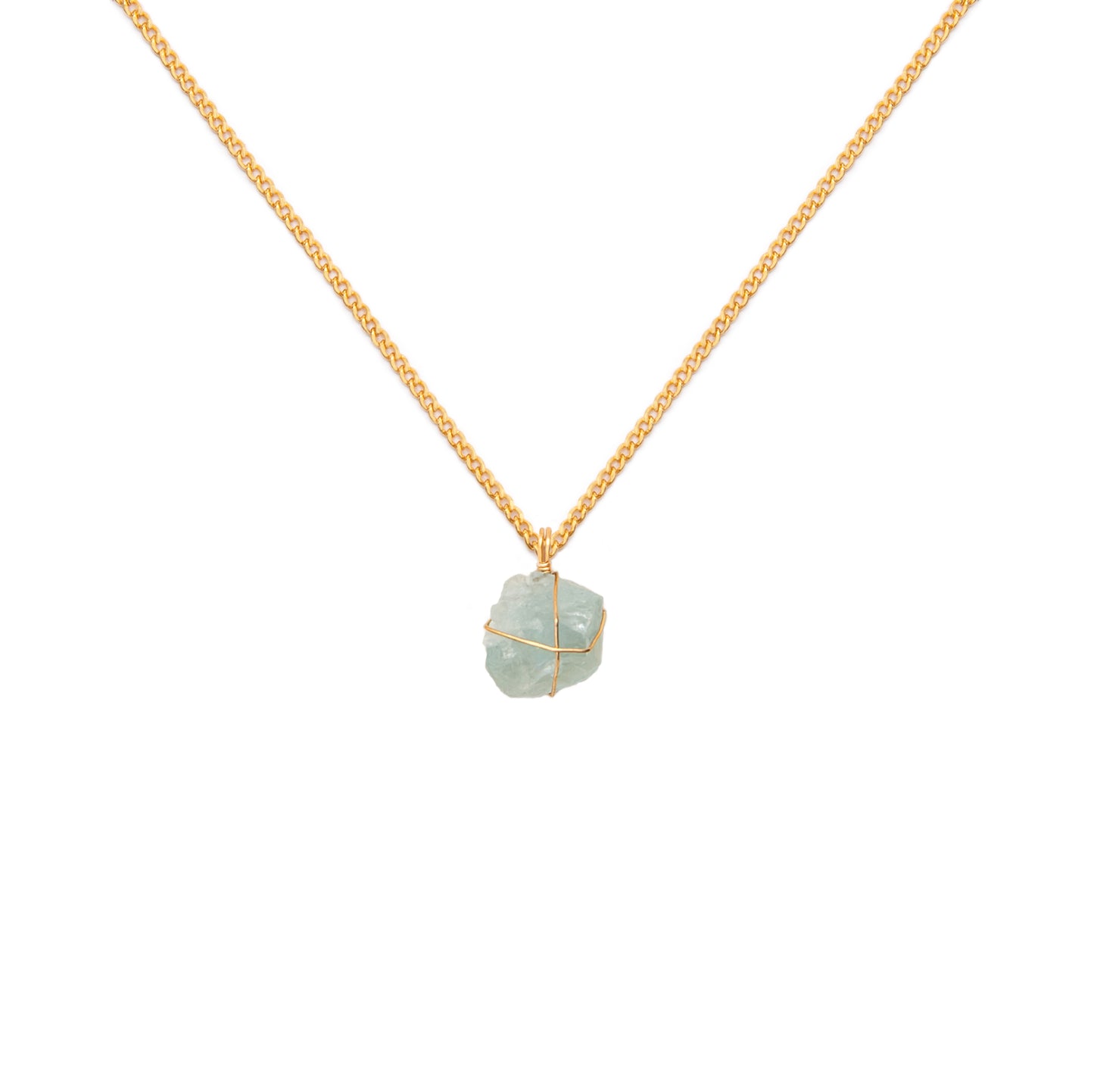 Collar Cadena Oro Aguamarina