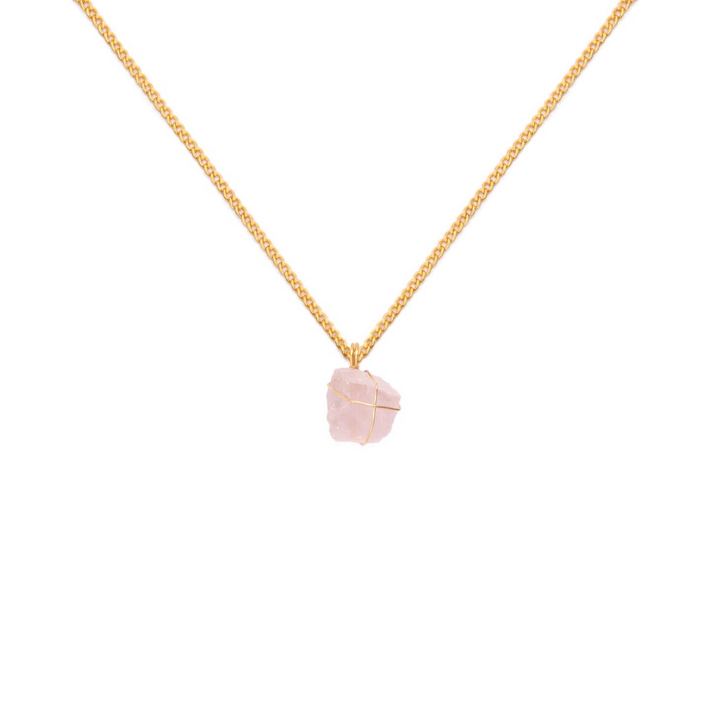 Collar Cadena oro Cuarzo Rosado