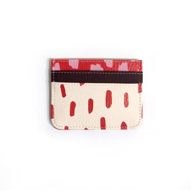 Tarjetero Rainbow Rojo Manchas Rosa