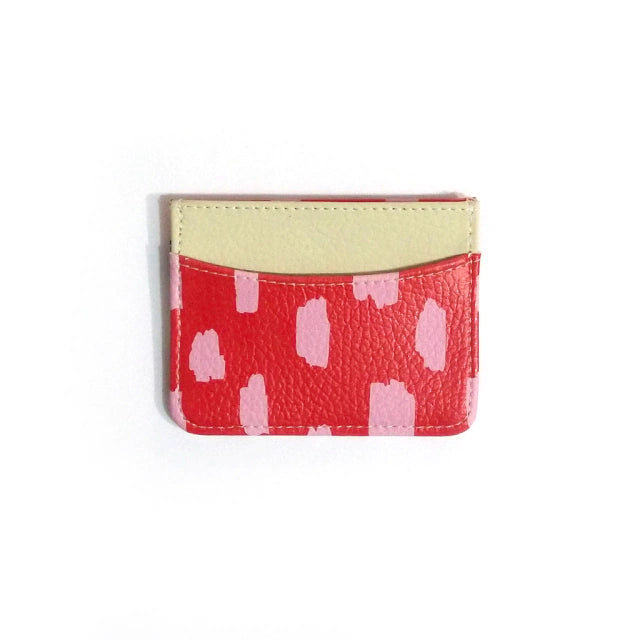 Tarjetero Rainbow Rojo Manchas Rosa