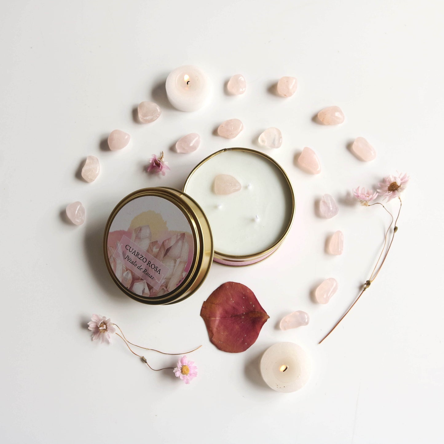 Vela Lata - Cuarzo Rosa