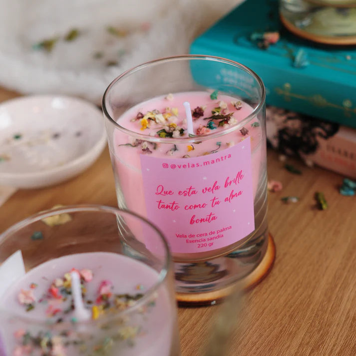 Vela Floral - Rosado
