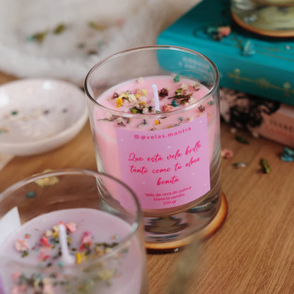 Vela Floral - Rosado