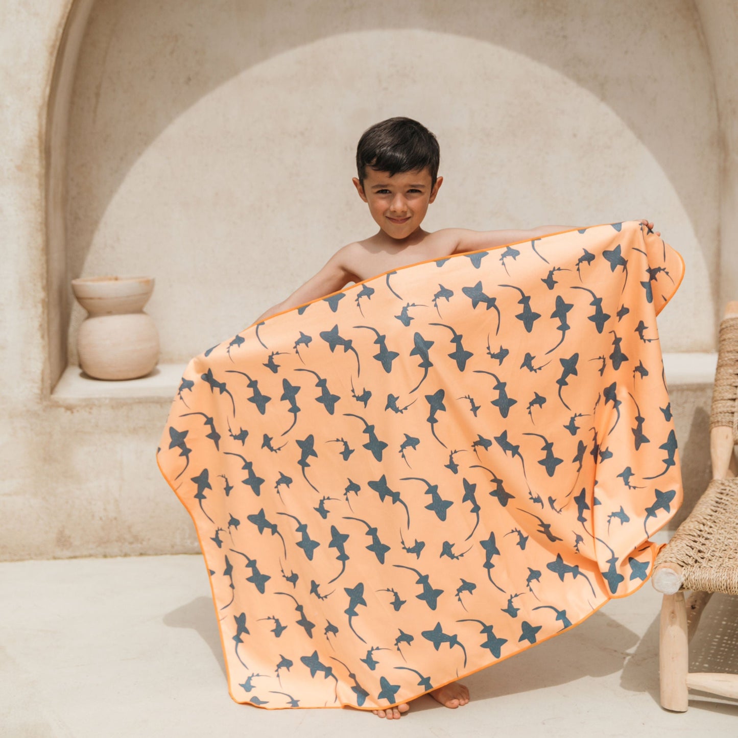Toalla Playera de Microfibra - Tiburón Naranja