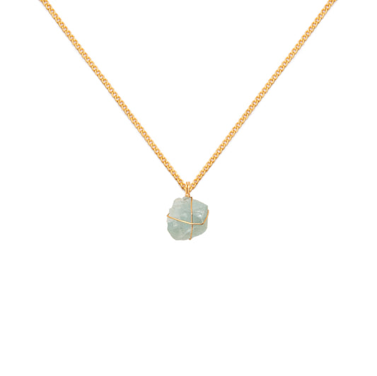 Collar Cadena Oro Aguamarina